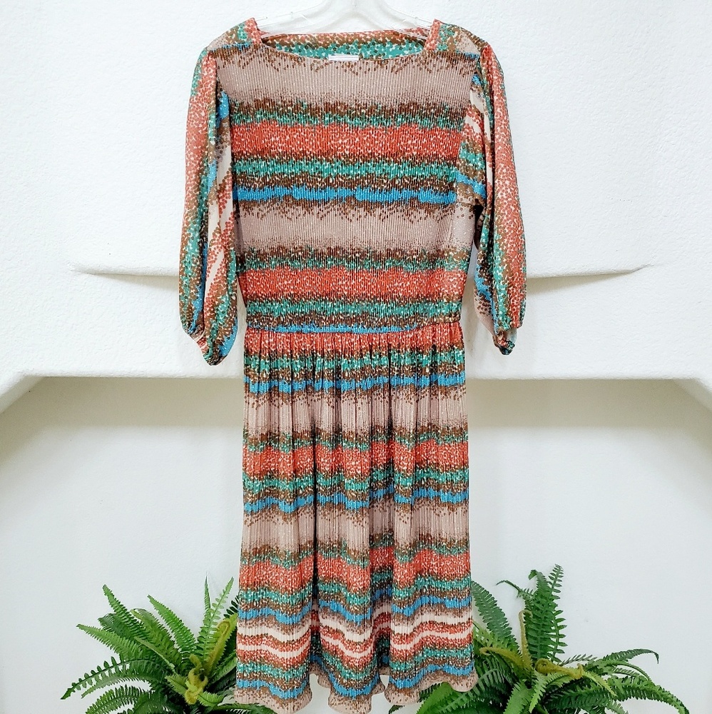 🔥Vintage Multi-Color Midi Dress - Picture 2 of 8